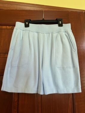 Relaxed Knit Women’s Shorts in Light Blue